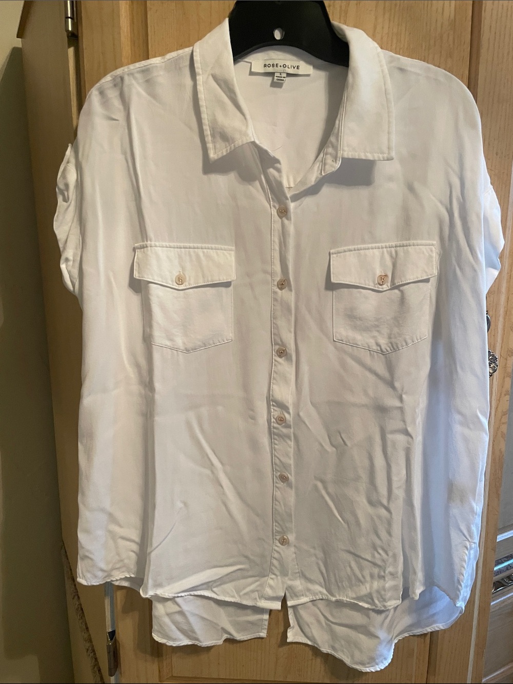 Rose & Olive White Button-Front Utility Shirt